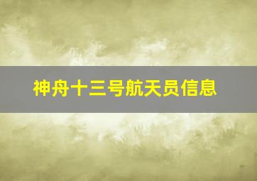 神舟十三号航天员信息