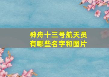 神舟十三号航天员有哪些名字和图片