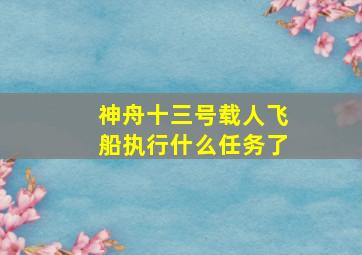 神舟十三号载人飞船执行什么任务了