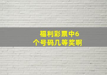 福利彩票中6个号码几等奖啊