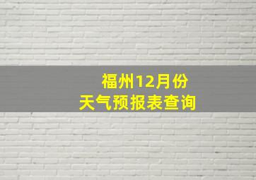 福州12月份天气预报表查询