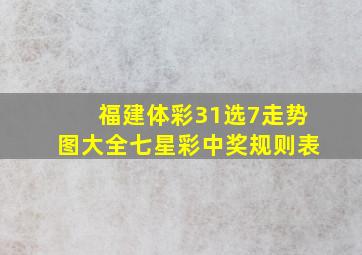 福建体彩31选7走势图大全七星彩中奖规则表