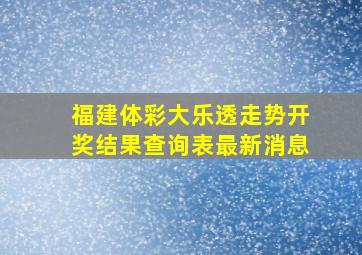 福建体彩大乐透走势开奖结果查询表最新消息