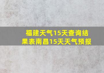 福建天气15天查询结果表南昌15天天气预报