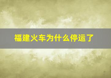 福建火车为什么停运了