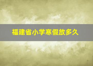 福建省小学寒假放多久