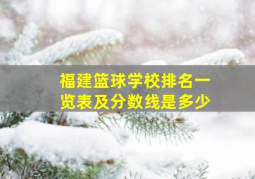 福建篮球学校排名一览表及分数线是多少