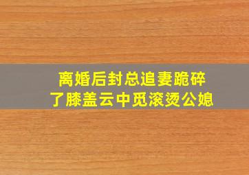 离婚后封总追妻跪碎了膝盖云中觅滚烫公媳