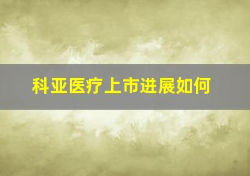 科亚医疗上市进展如何