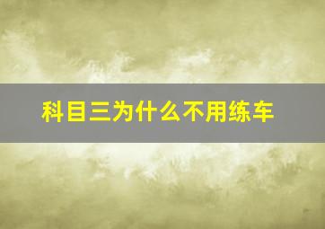 科目三为什么不用练车