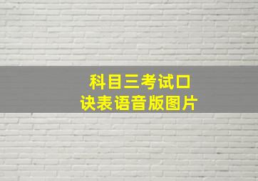 科目三考试口诀表语音版图片