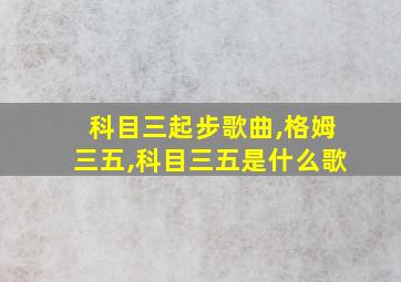 科目三起步歌曲,格姆三五,科目三五是什么歌