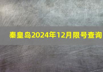 秦皇岛2024年12月限号查询