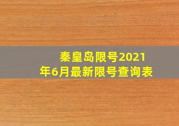 秦皇岛限号2021年6月最新限号查询表