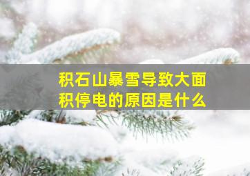 积石山暴雪导致大面积停电的原因是什么