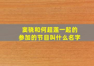 窦骁和何超莲一起的参加的节目叫什么名字