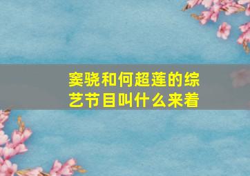 窦骁和何超莲的综艺节目叫什么来着