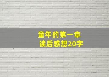 童年的第一章读后感想20字