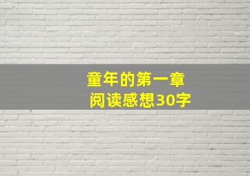 童年的第一章阅读感想30字