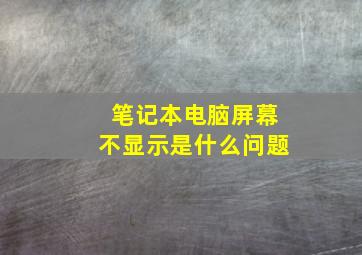 笔记本电脑屏幕不显示是什么问题