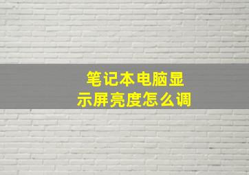 笔记本电脑显示屏亮度怎么调