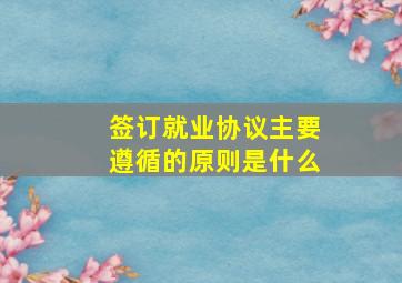 签订就业协议主要遵循的原则是什么