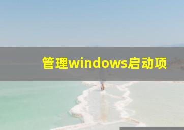 管理windows启动项