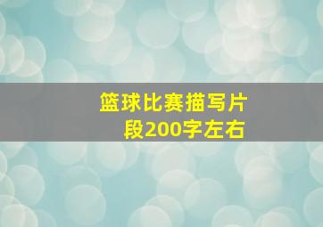 篮球比赛描写片段200字左右