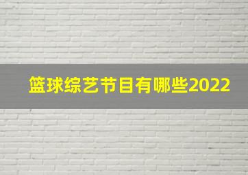 篮球综艺节目有哪些2022