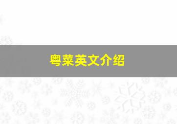 粤菜英文介绍