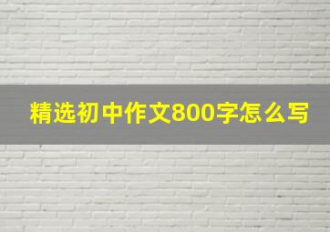 精选初中作文800字怎么写