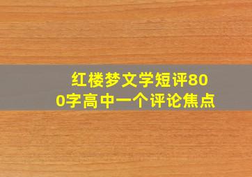 红楼梦文学短评800字高中一个评论焦点