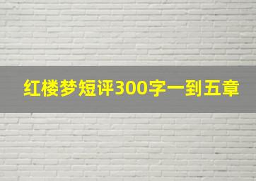 红楼梦短评300字一到五章