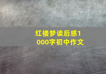 红楼梦读后感1000字初中作文