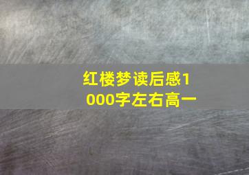 红楼梦读后感1000字左右高一