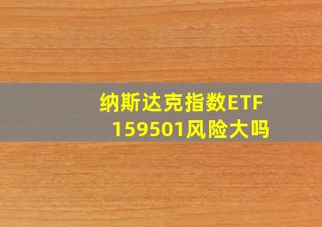 纳斯达克指数ETF159501风险大吗