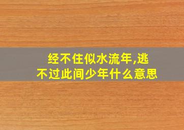 经不住似水流年,逃不过此间少年什么意思