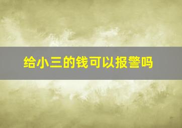 给小三的钱可以报警吗