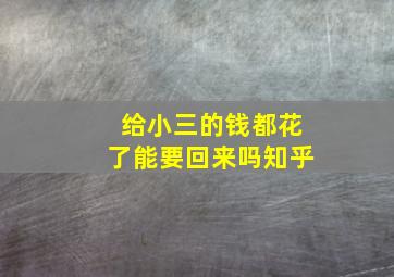 给小三的钱都花了能要回来吗知乎