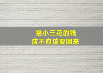 给小三花的钱应不应该要回来