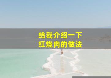 给我介绍一下红烧肉的做法