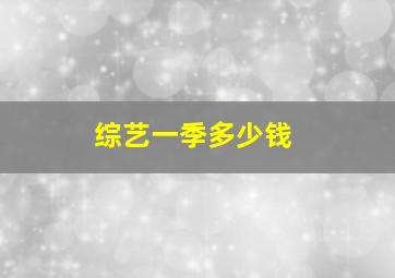 综艺一季多少钱