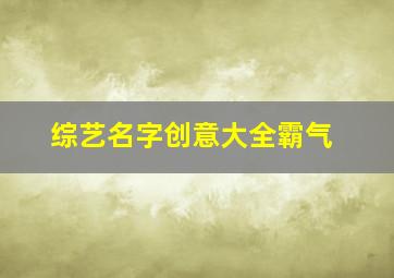 综艺名字创意大全霸气