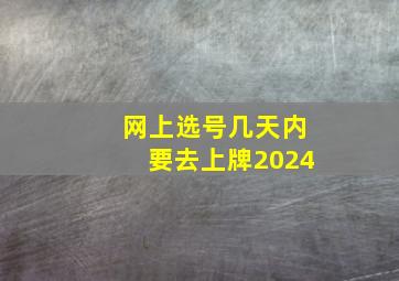 网上选号几天内要去上牌2024