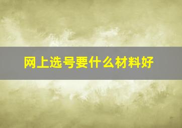 网上选号要什么材料好