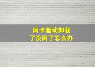 网卡驱动卸载了没网了怎么办