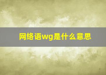 网络语wg是什么意思