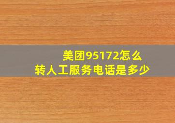 美团95172怎么转人工服务电话是多少