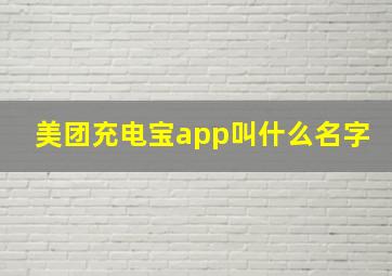 美团充电宝app叫什么名字