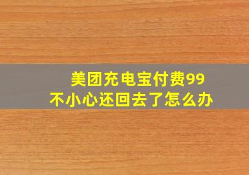 美团充电宝付费99不小心还回去了怎么办